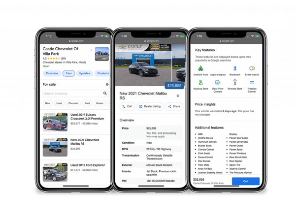 Showcase your vehicles on Google, no matter the size of your inventory.